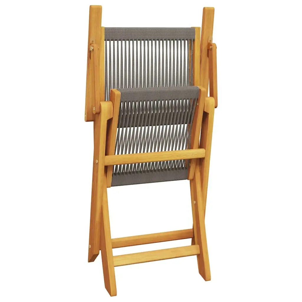 Bistro Set Solid Acacia Wood Foldable Table Chairs Grey 3 Piece Outdoor Garden Furniture