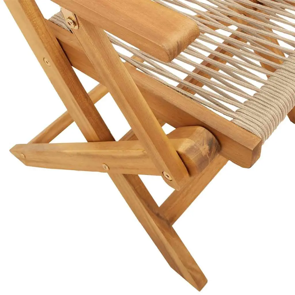 3 Piece Bistro Set Solid Acacia Wood Folding Table Chairs Beige