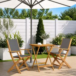 Anthracite Outdoor Bistro Set with Wooden Foldable Chairs