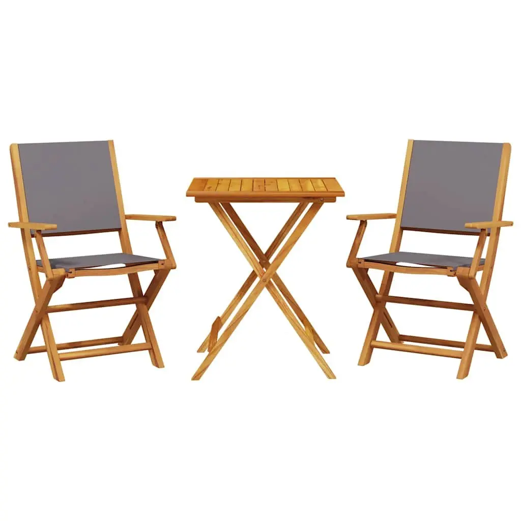 3 Piece Bistro Set Solid Acacia Wood Foldable Anthracite Outdoor Garden Furniture