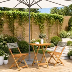 Durable 3 Piece Bistro Set in Grey for Outdoor Spaces