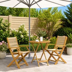 Sturdy 3 Piece Bistro Set in Beige for Outdoor Spaces