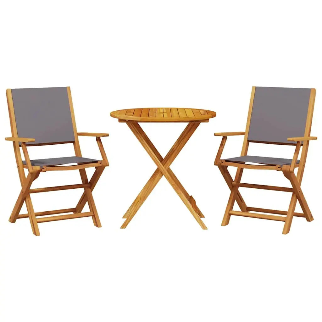 Bistro Set Solid Acacia Wood Anthracite 3 Piece Folding Outdoor Garden Furniture