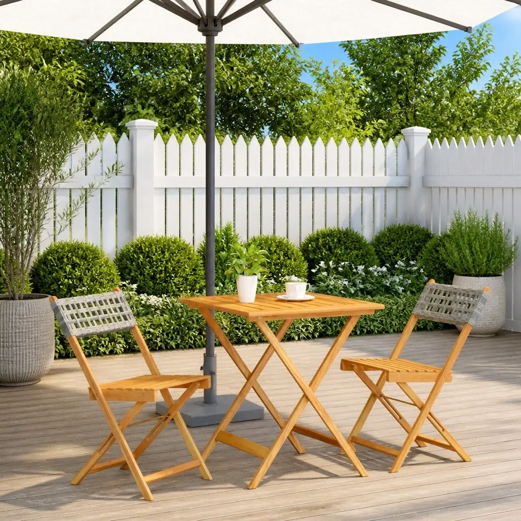Grey 3 Piece Bistro Set for Outdoor Enjoyment