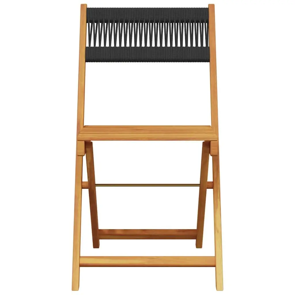Bistro Set Solid Acacia Wood Polypropylene 3 Piece Black Outdoor Garden Patio Furniture