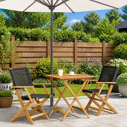 Sturdy 3 Piece Black Bistro Set for Outdoor Use