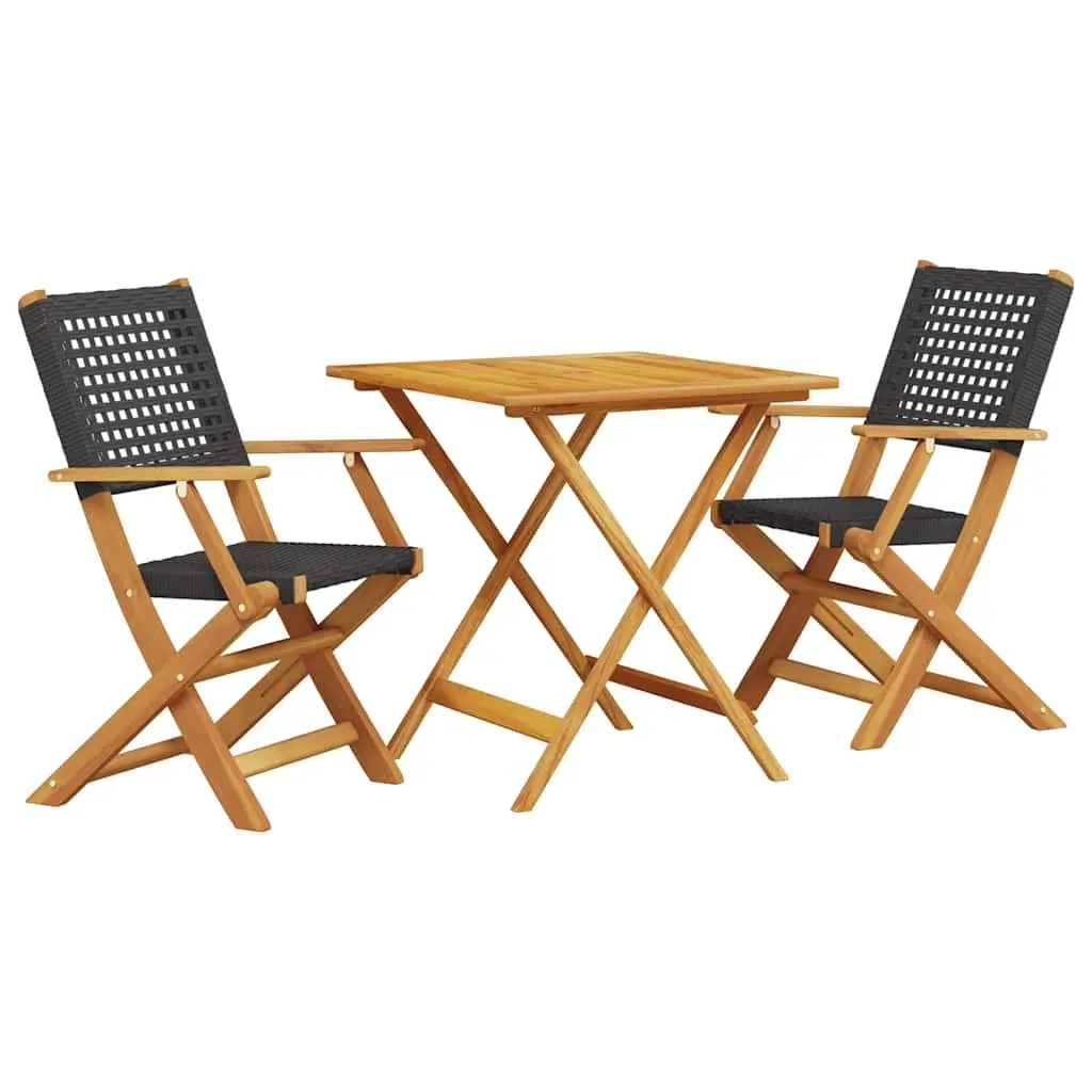 3 Piece Black Bistro Set for Outdoor Use