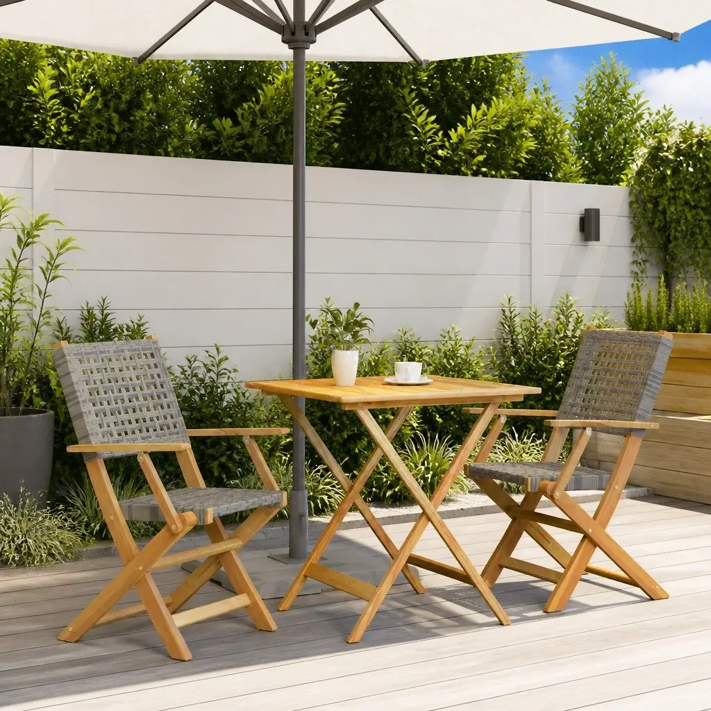 3 Piece Grey Bistro Set for Outdoor Spaces