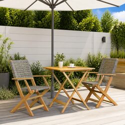 Durable 3 Piece Grey Bistro Set for Outdoor Spaces