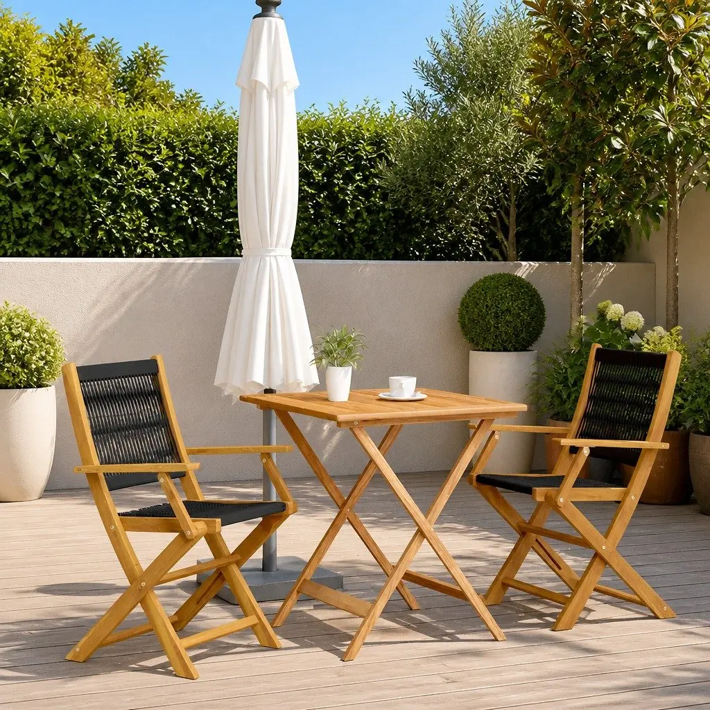 Black Foldable Bistro Set for Outdoor Dining