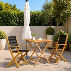 Black Foldable Bistro Set for Outdoor Dining
