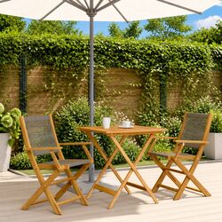 Durable 3 Piece Grey Bistro Set for Outdoor Use