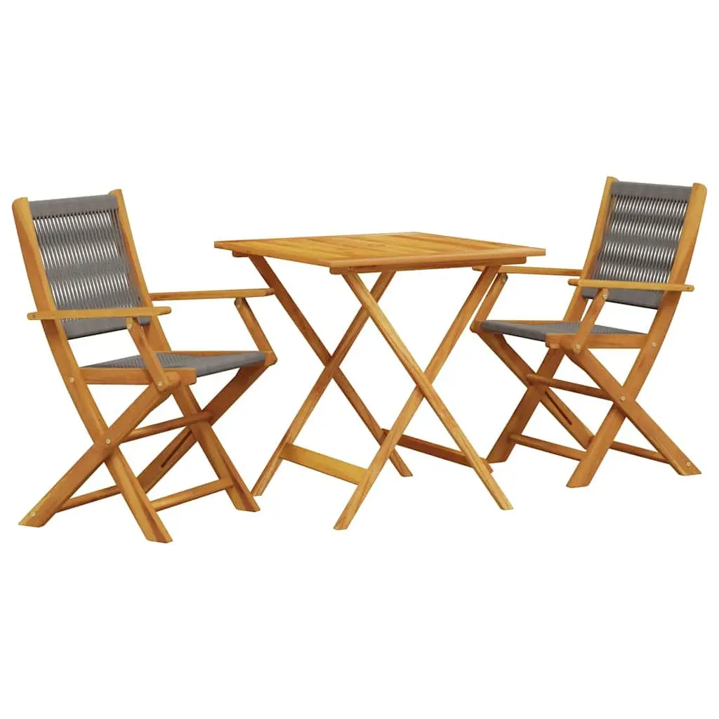 3 Piece Grey Bistro Set for Outdoor Use