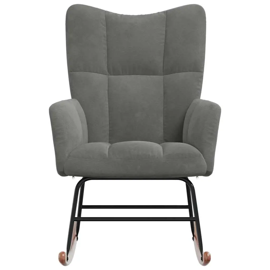 Grey Velvet Rocking Chair with Durable Frame