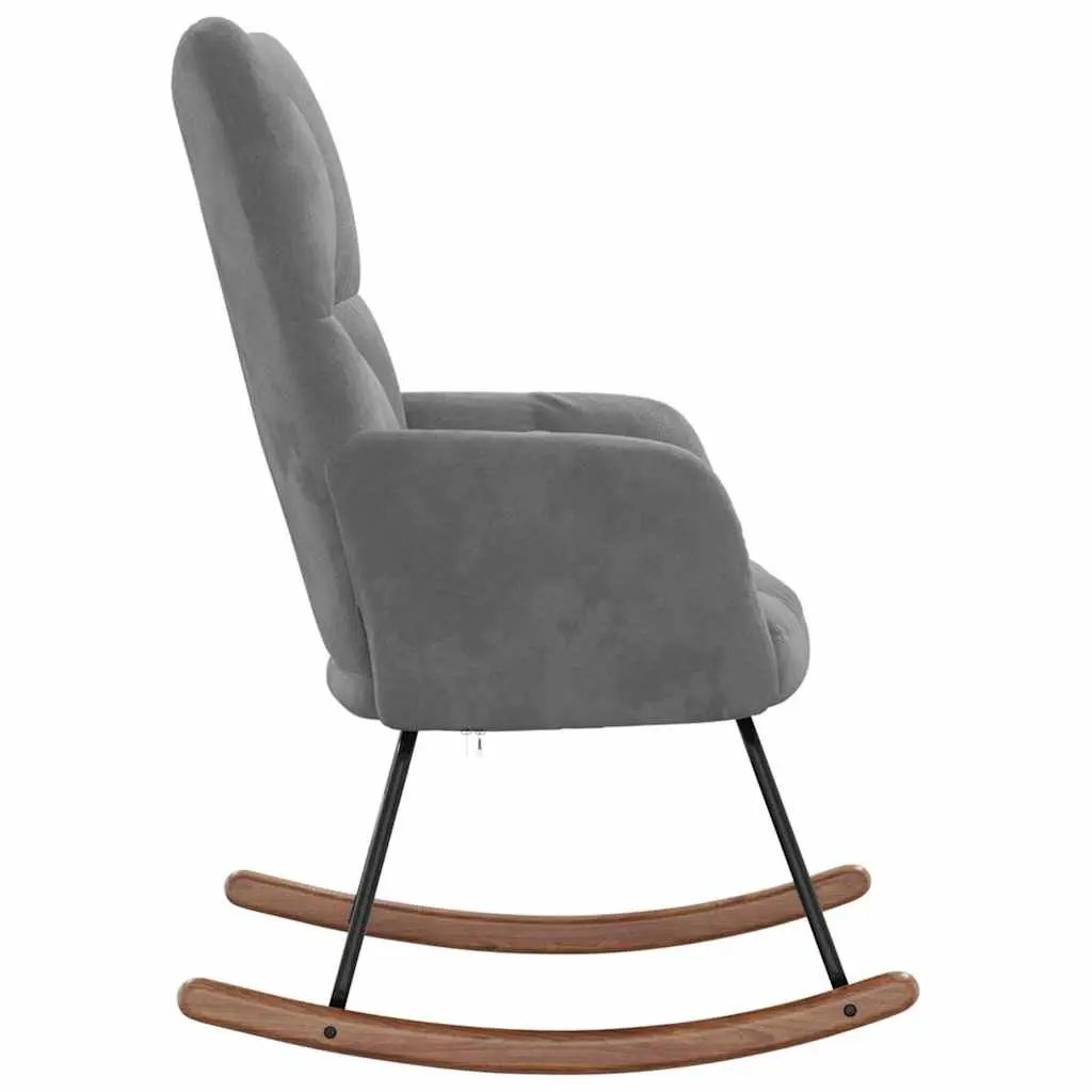 Grey Velvet Rocking Chair with Durable Frame