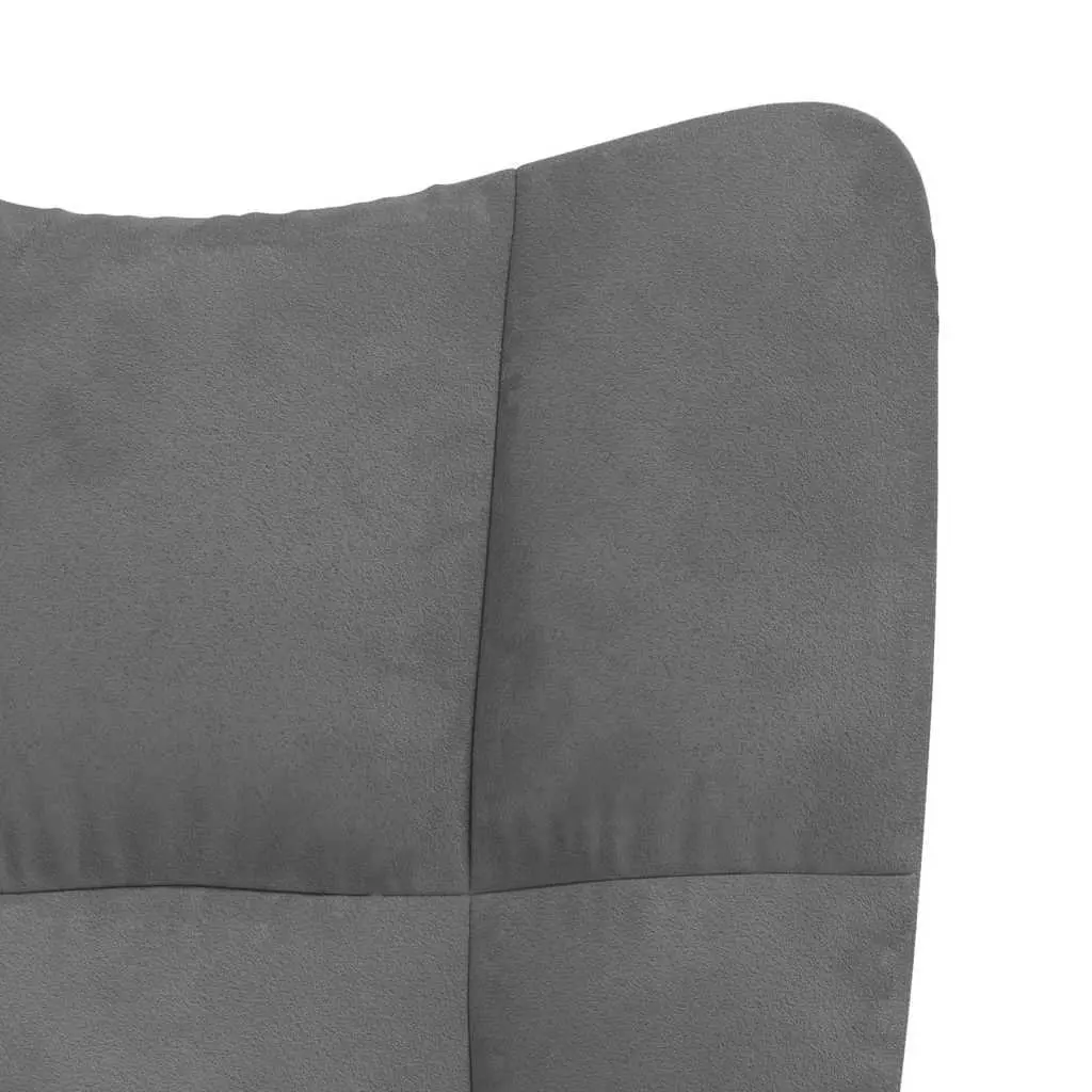 Grey Velvet Rocking Chair with Durable Frame