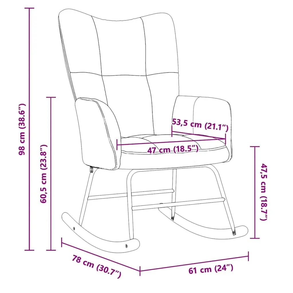 Grey Velvet Rocking Chair with Durable Frame