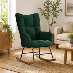 Durable Green Velvet Rocking Chair for Modern Spaces