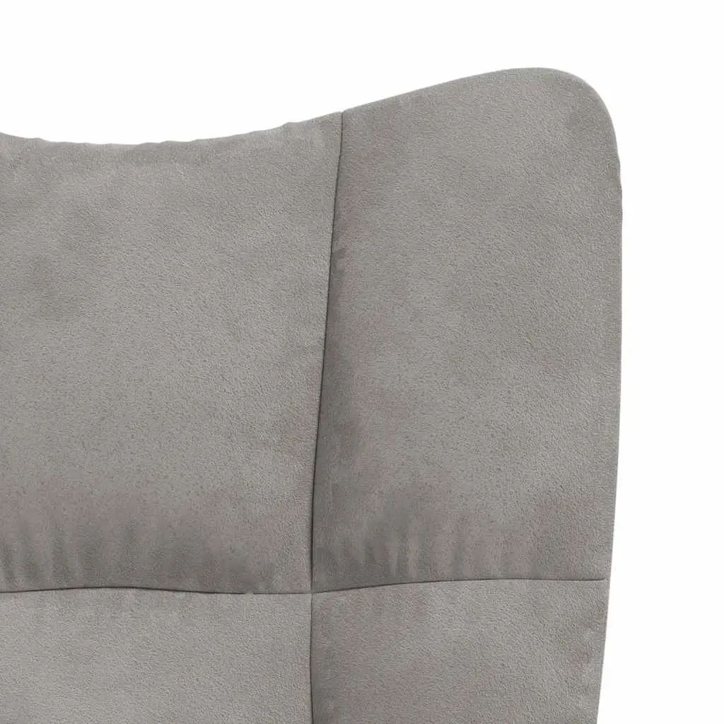 Grey Velvet Rocking Chair with Stool