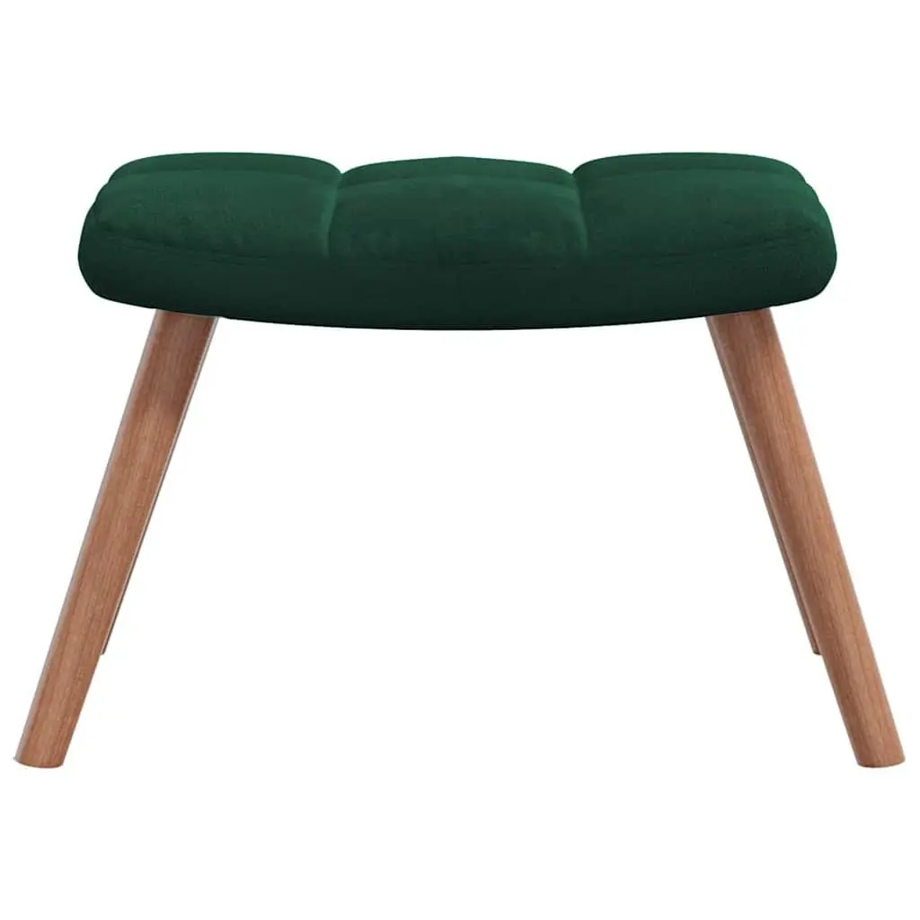Rocking Chair Velvet Dark Green with Stool