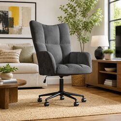 Stylish Grey Velvet Swivel Chair with Adjustable Height
