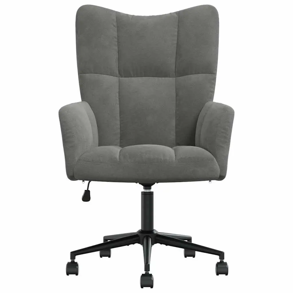 Grey Velvet Swivel Chair with Adjustable Height