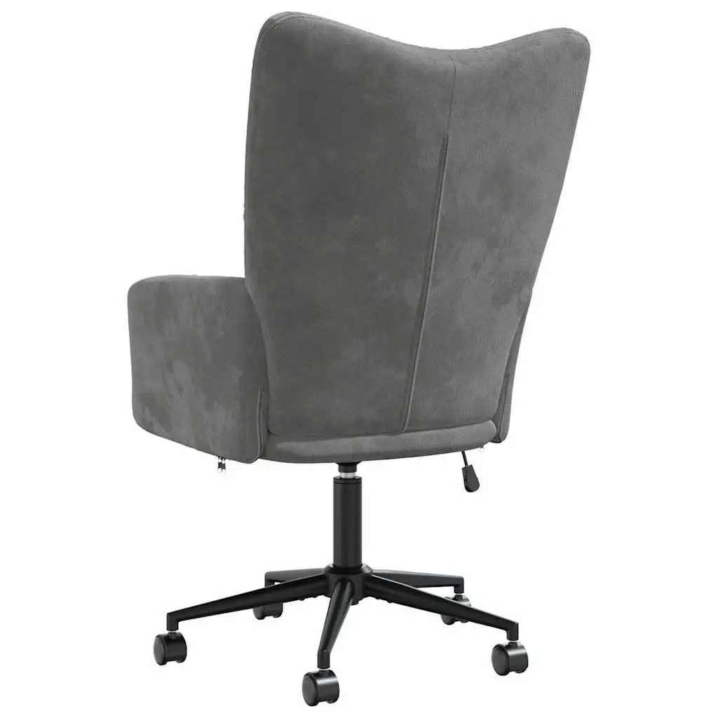 Grey Velvet Swivel Chair with Adjustable Height