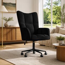 Stylish Black Velvet Adjustable Height Swivel Chair
