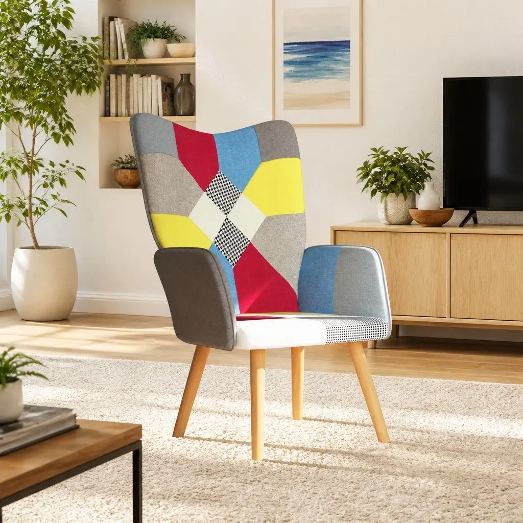 Multicolour Patchwork Armchair with Durable Build