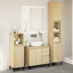 Brown Engineered Wood 3 Piece Bathroom Furniture Set