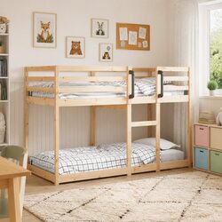 Bunk Bed 90x190 cm Solid Pine Wood Frame Slatted Base Guardrails Space-Saving