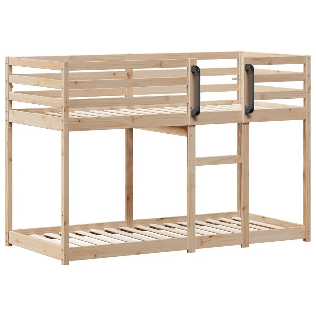 Solid Wood Pine Bunk Bed with Guardrails and Slatted Base