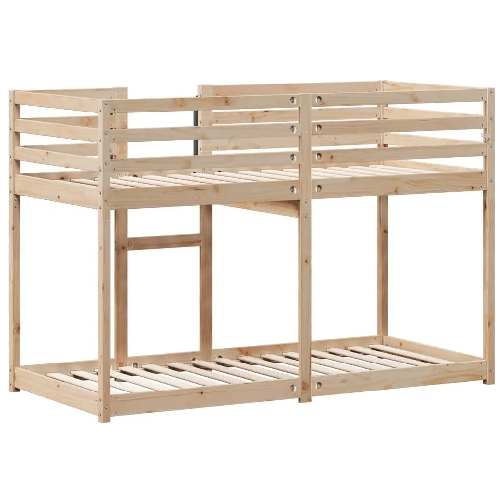Solid Wood Pine Bunk Bed with Guardrails and Slatted Base
