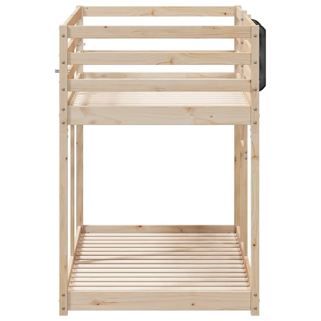 Solid Wood Pine Bunk Bed with Guardrails and Slatted Base