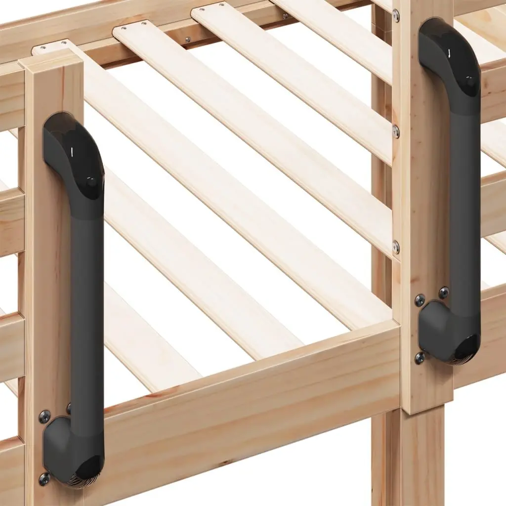 Solid Wood Pine Bunk Bed with Guardrails and Slatted Base