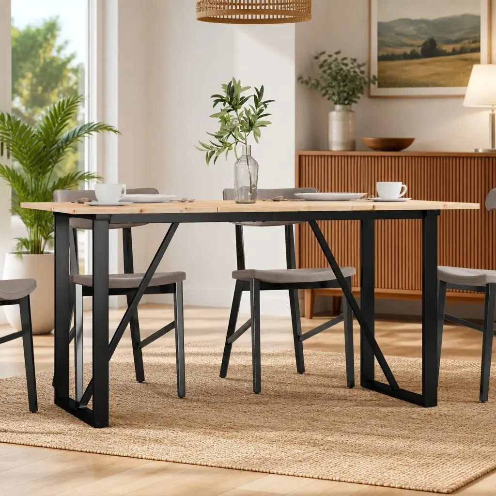 O-Frame Dining Table 140x80x75 cm Pine Steel