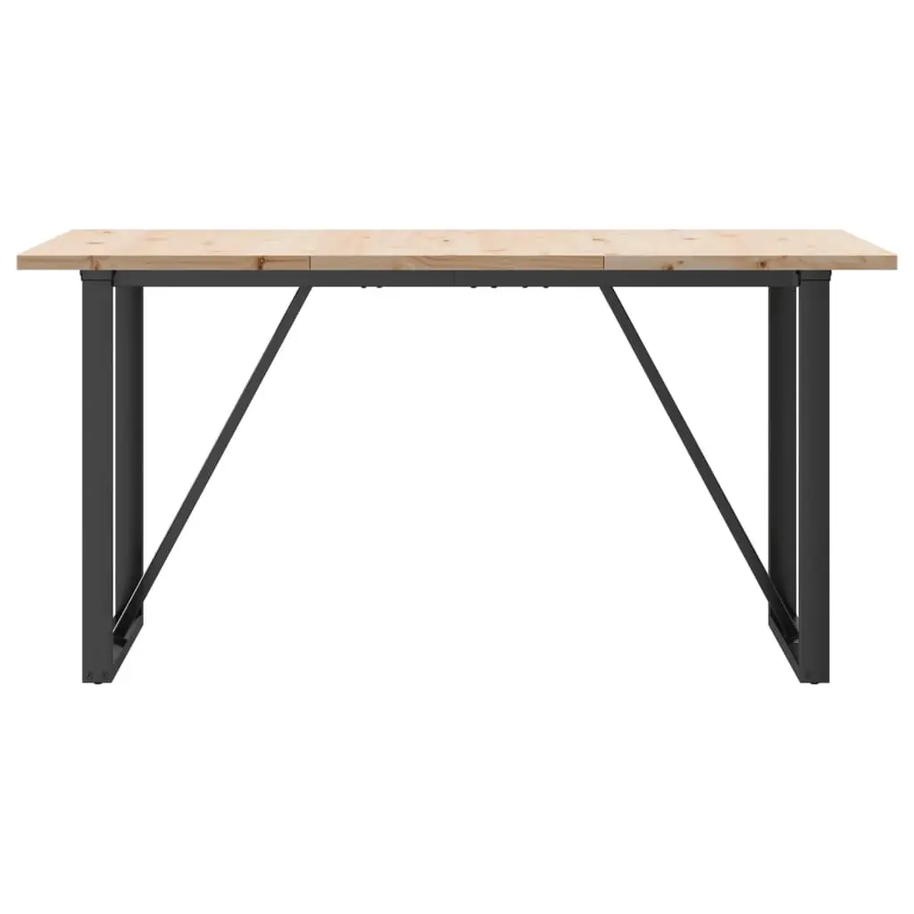 Solid Wood Pine Dining Room Table with Sturdy Metal O-Frame 160x80 cm