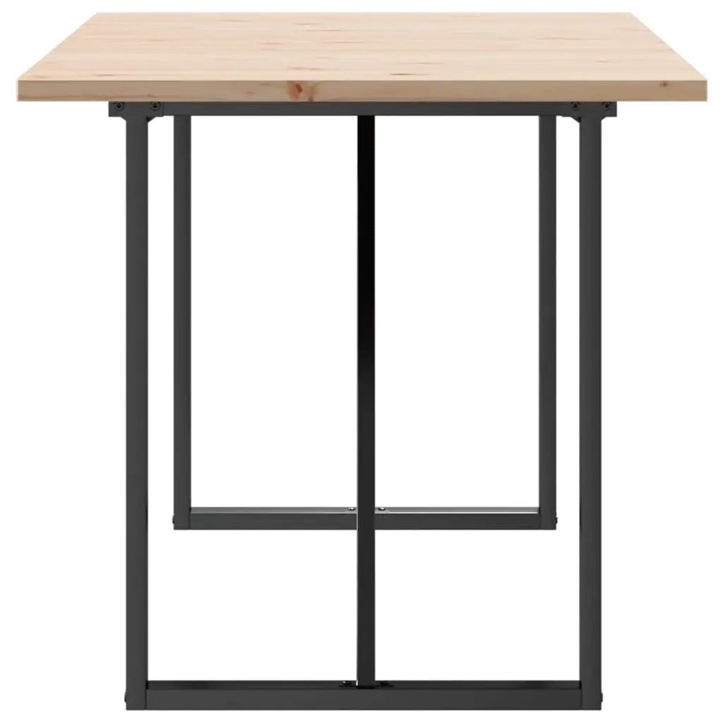 Solid Wood Pine Dining Room Table with Sturdy Metal O-Frame 160x80 cm