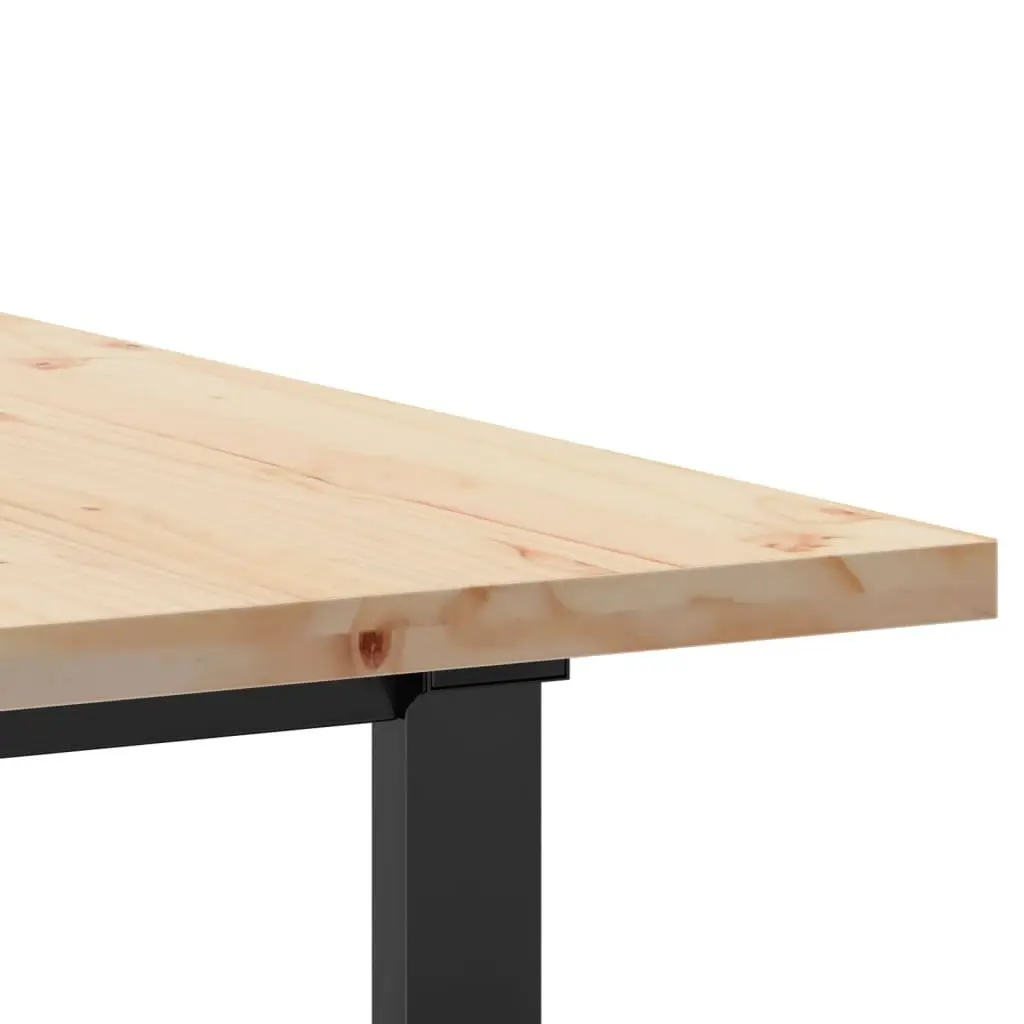 Solid Wood Pine Dining Room Table with Sturdy Metal O-Frame 160x80 cm