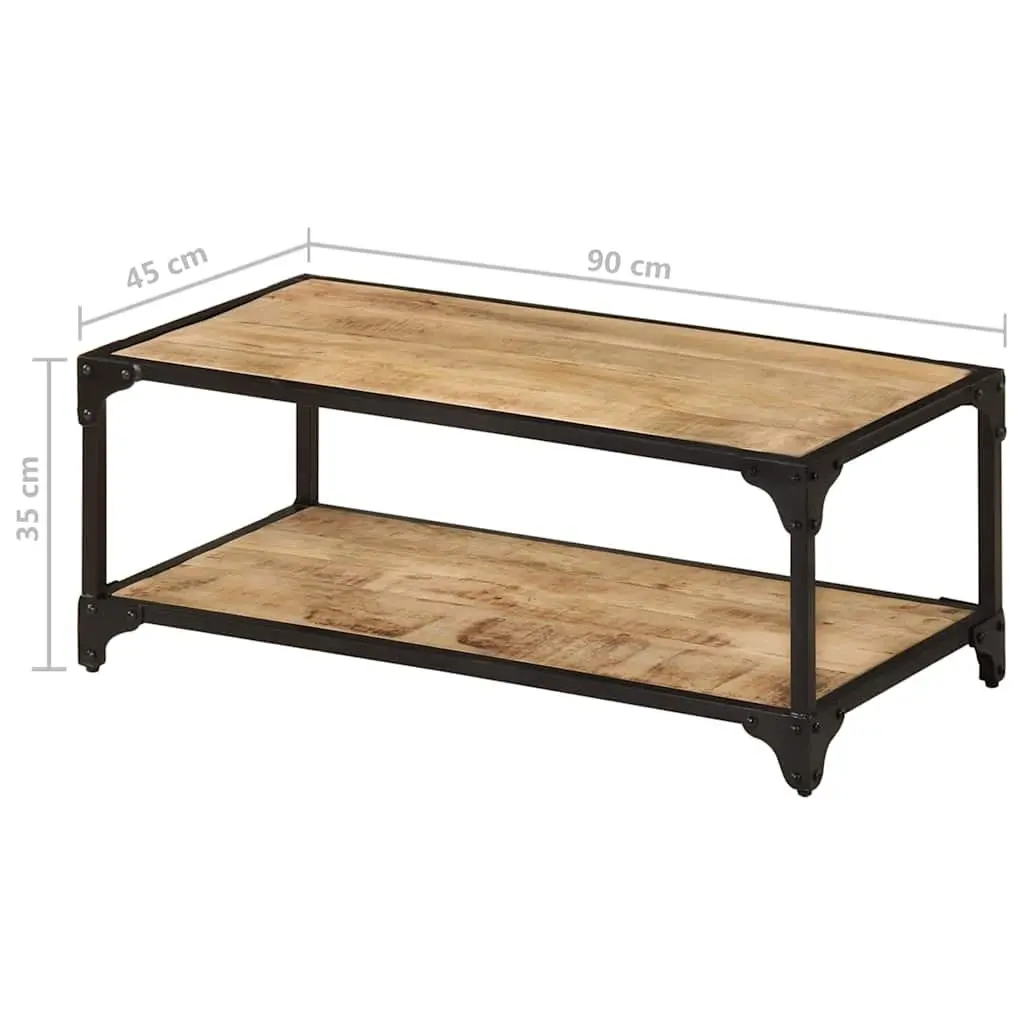 Solid Mango Wood Coffee Table with Iron Frame 90x45x35cm