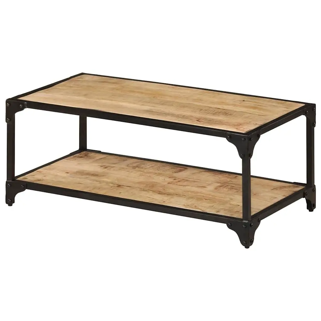 Solid Mango Wood Coffee Table with Iron Frame 90x45x35cm