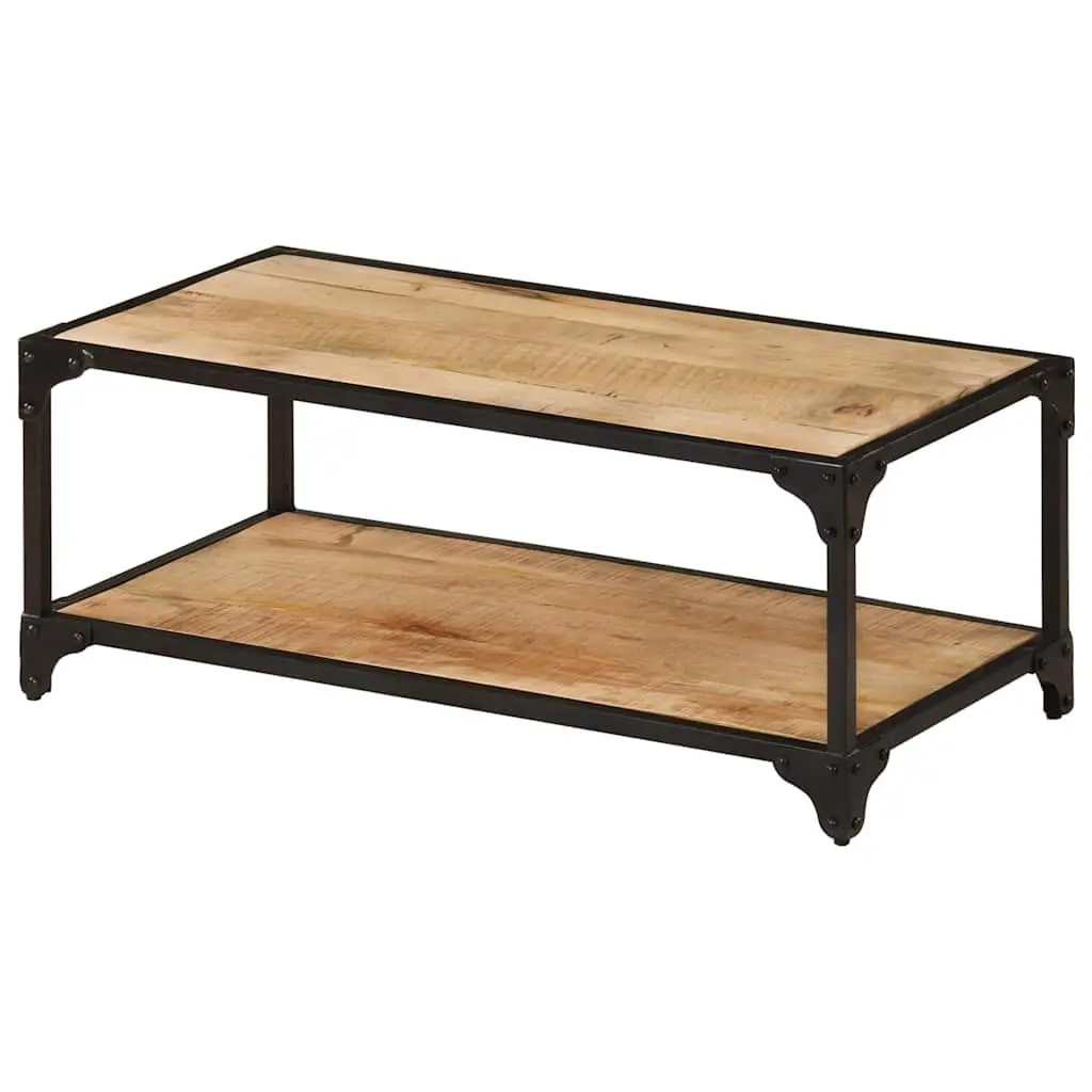 Solid Mango Wood Coffee Table with Iron Frame 90x45x35cm