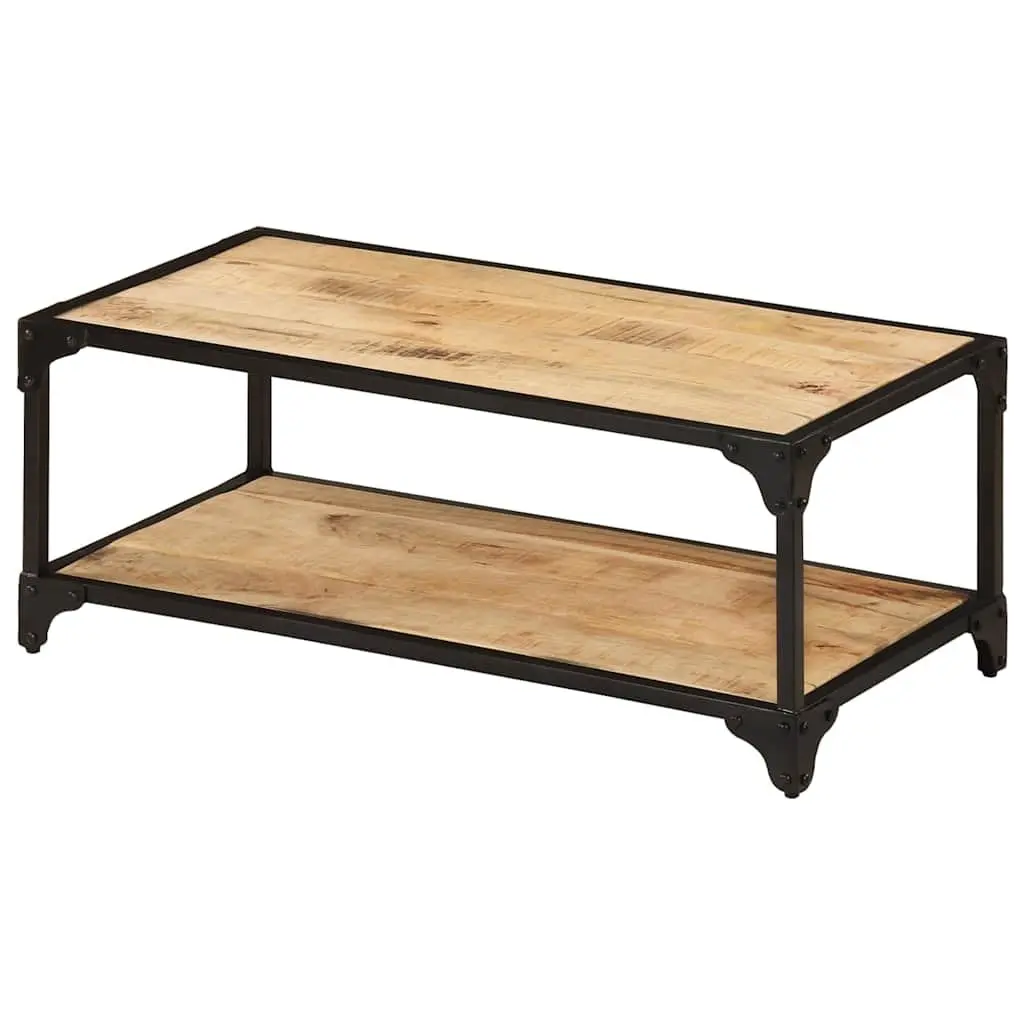 Solid Mango Wood Coffee Table with Iron Frame 90x45x35cm