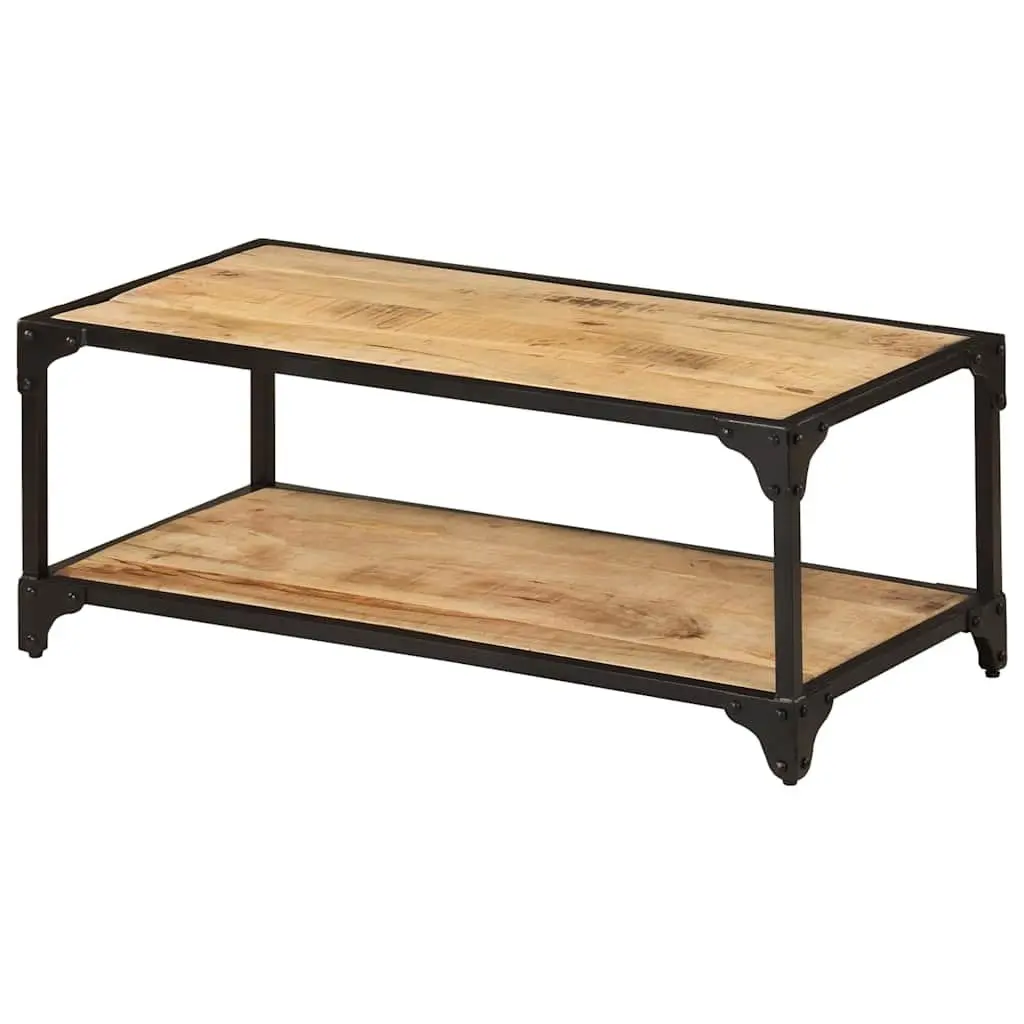 Solid Mango Wood Coffee Table with Iron Frame 90x45x35cm