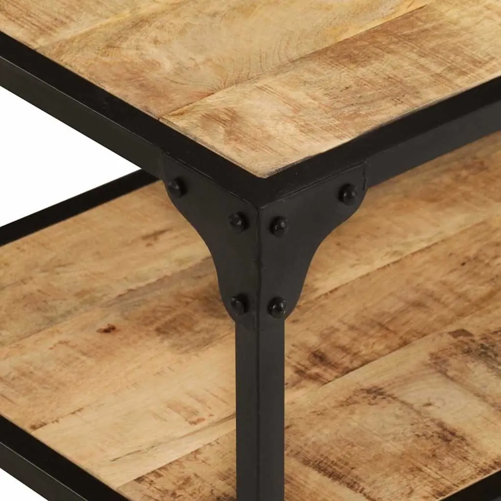 Solid Mango Wood Coffee Table with Iron Frame 90x45x35cm