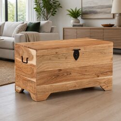 Acacia Wood Storage Chest with Latch and Handles