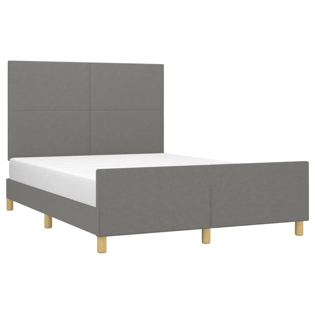 Grey Fabric Double Bed Frame with Adjustable Headboard