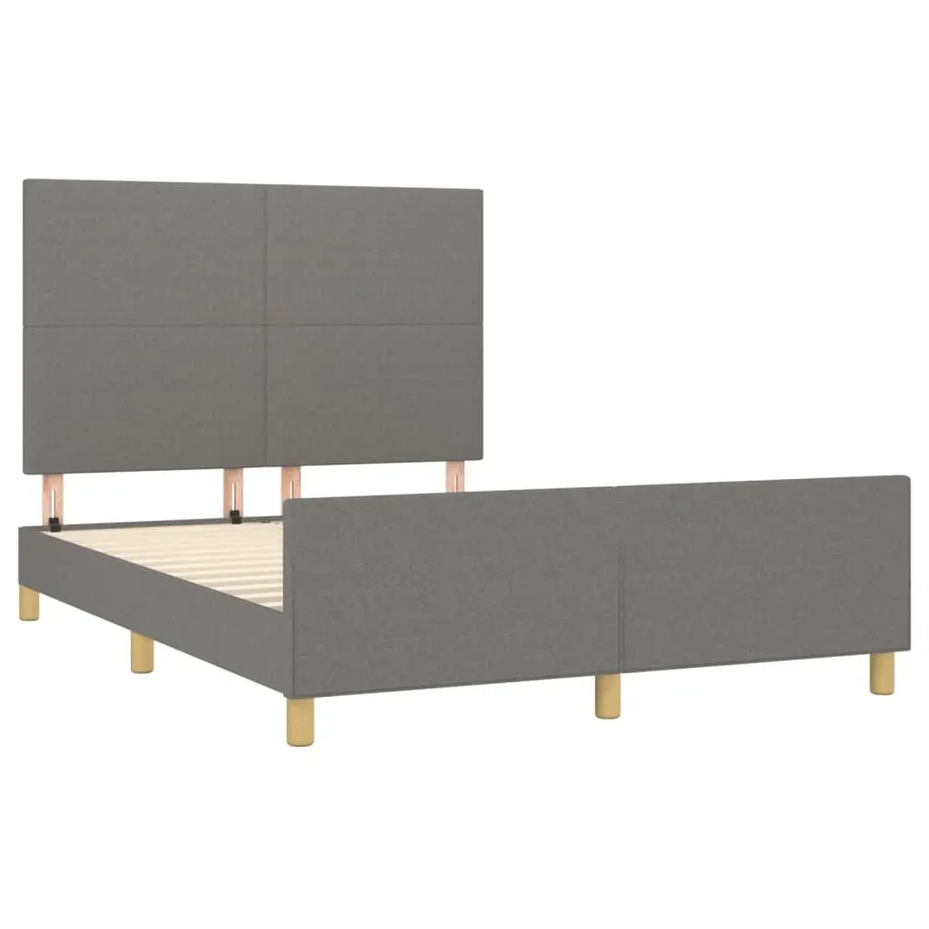 Grey Fabric Double Bed Frame with Adjustable Headboard