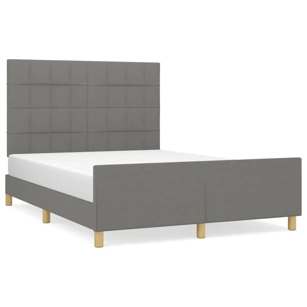 Grey Fabric Double Bed Frame with Adjustable Headboard