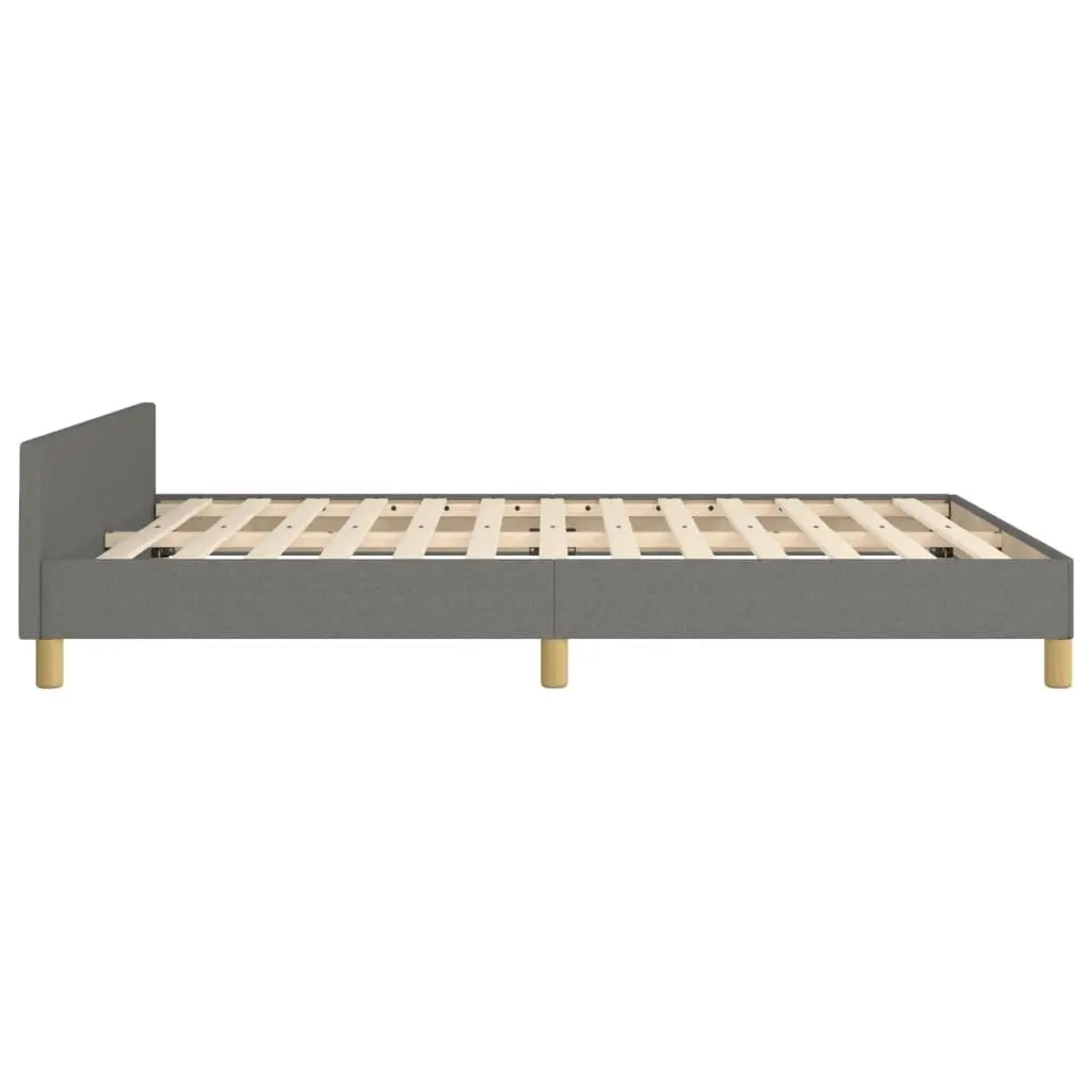 Grey Fabric Double Bed Frame with Adjustable Headboard